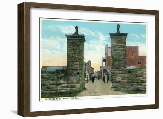 St. Augustine, Florida - View of the City Gates-Lantern Press-Framed Art Print