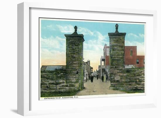 St. Augustine, Florida - View of the City Gates-Lantern Press-Framed Art Print