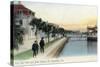 St. Augustine, Florida - View of the Sea Wall and Bath House-Lantern Press-Stretched Canvas
