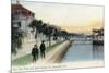 St. Augustine, Florida - View of the Sea Wall and Bath House-Lantern Press-Mounted Premium Giclee Print