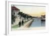 St. Augustine, Florida - View of the Sea Wall and Bath House-Lantern Press-Framed Art Print