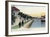 St. Augustine, Florida - View of the Sea Wall and Bath House-Lantern Press-Framed Art Print