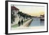 St. Augustine, Florida - View of the Sea Wall and Bath House-Lantern Press-Framed Art Print