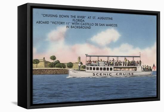 St. Augustine, Florida - View of Victory II on River-Lantern Press-Framed Stretched Canvas