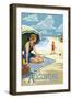 St. Augustine, Florida - Woman on the Beach-Lantern Press-Framed Art Print