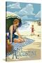St. Augustine, Florida - Woman on the Beach-Lantern Press-Stretched Canvas