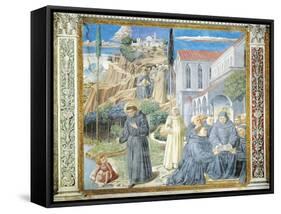 St. Augustine Giving Rule to Monks and Talking to Child Jesus About Holy Trinity-Benozzo Gozzoli-Framed Stretched Canvas