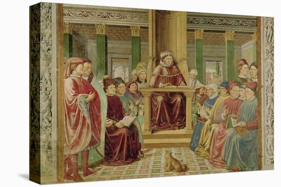 St. Augustine Reading Rhetoric and Philosophy at the School of Rome-Benozzo Gozzoli-Stretched Canvas