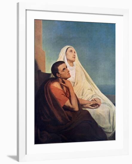 St Augustine with His Mother St Monica, 1855-Ary Scheffer-Framed Giclee Print