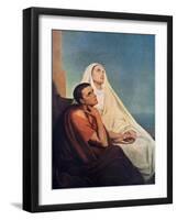 St Augustine with His Mother St Monica, 1855-Ary Scheffer-Framed Giclee Print