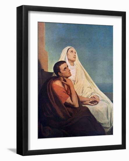 St Augustine with His Mother St Monica, 1855-Ary Scheffer-Framed Giclee Print