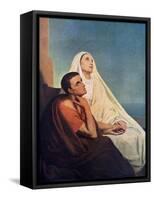 St Augustine with His Mother St Monica, 1855-Ary Scheffer-Framed Stretched Canvas