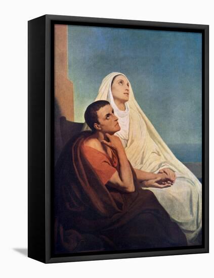 St Augustine with His Mother St Monica, 1855-Ary Scheffer-Framed Stretched Canvas