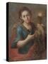 St. Barbara, C.1740 (Oil on Copper)-Miguel Cabrera-Stretched Canvas