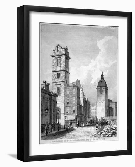 St Bartholomew-By-The-Exchange and St Benet Fink, City of London, 1840-George Hollis-Framed Giclee Print