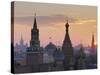 St. Basil's Cathedral and Kremlin, Moscow, Russia-Charles Bowman-Stretched Canvas