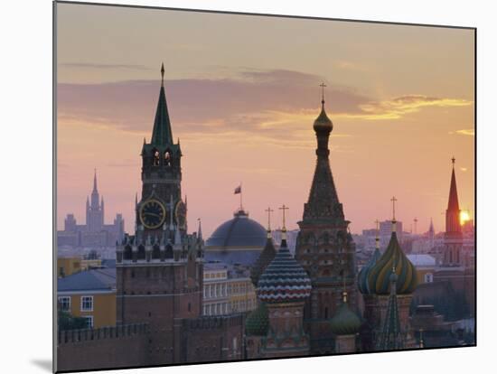 St. Basil's Cathedral and Kremlin, Moscow, Russia-Charles Bowman-Mounted Photographic Print