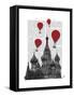 St Basil's Cathedral and Red Hot Air Balloons-Fab Funky-Framed Stretched Canvas