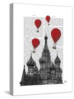 St Basil's Cathedral and Red Hot Air Balloons-Fab Funky-Stretched Canvas