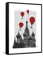 St Basil's Cathedral and Red Hot Air Balloons-Fab Funky-Framed Stretched Canvas