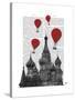 St Basil's Cathedral and Red Hot Air Balloons-Fab Funky-Stretched Canvas