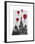 St Basil's Cathedral and Red Hot Air Balloons-Fab Funky-Framed Art Print