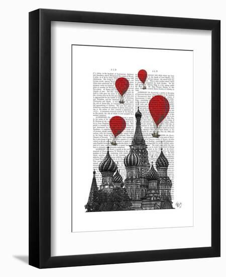 St Basil's Cathedral and Red Hot Air Balloons-Fab Funky-Framed Art Print