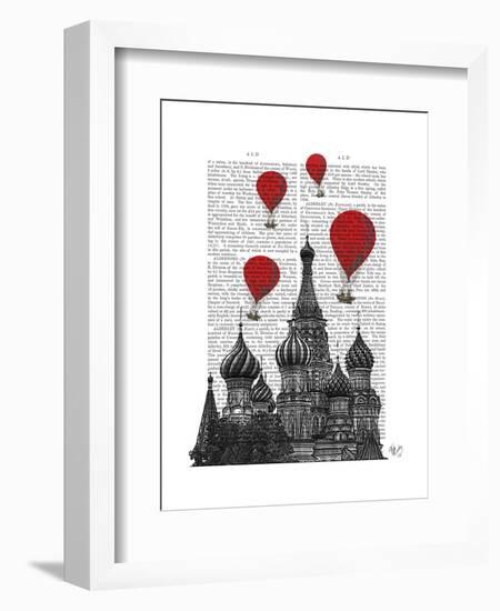 St Basil's Cathedral and Red Hot Air Balloons-Fab Funky-Framed Art Print