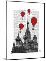 St Basil's Cathedral and Red Hot Air Balloons-Fab Funky-Mounted Art Print