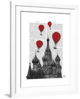 St Basil's Cathedral and Red Hot Air Balloons-Fab Funky-Framed Art Print