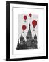 St Basil's Cathedral and Red Hot Air Balloons-Fab Funky-Framed Art Print