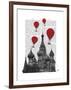 St Basil's Cathedral and Red Hot Air Balloons-Fab Funky-Framed Art Print