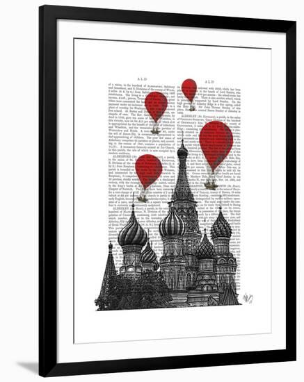 St Basil's Cathedral and Red Hot Air Balloons-Fab Funky-Framed Art Print