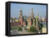 St. Basil's Cathedral and the Kremlin, Red Square, UNESCO World Heritage Site, Moscow, Russia-Simanor Eitan-Framed Stretched Canvas