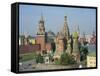 St. Basil's Cathedral and the Kremlin, Red Square, UNESCO World Heritage Site, Moscow, Russia-Simanor Eitan-Framed Stretched Canvas