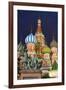 St. Basil's Cathedral and the statue of Kuzma Minin and Dmitry Posharsky lit up at night, UNESCO Wo-Miles Ertman-Framed Photographic Print