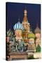St. Basil's Cathedral and the statue of Kuzma Minin and Dmitry Posharsky lit up at night, UNESCO Wo-Miles Ertman-Stretched Canvas