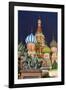 St. Basil's Cathedral and the statue of Kuzma Minin and Dmitry Posharsky lit up at night, UNESCO Wo-Miles Ertman-Framed Photographic Print