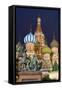 St. Basil's Cathedral and the statue of Kuzma Minin and Dmitry Posharsky lit up at night, UNESCO Wo-Miles Ertman-Framed Stretched Canvas