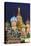 St. Basil's Cathedral and the statue of Kuzma Minin and Dmitry Posharsky lit up at night, UNESCO Wo-Miles Ertman-Stretched Canvas