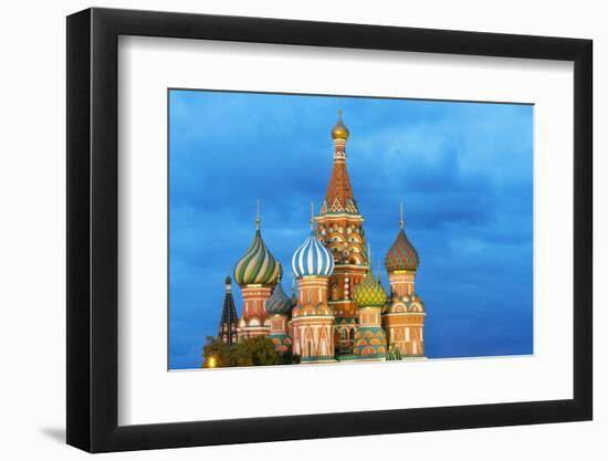 St. Basil's Cathedral lit up at night, UNESCO World Heritage Site, Moscow, Russia, Europe-Miles Ertman-Framed Photographic Print