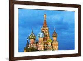 St. Basil's Cathedral lit up at night, UNESCO World Heritage Site, Moscow, Russia, Europe-Miles Ertman-Framed Photographic Print
