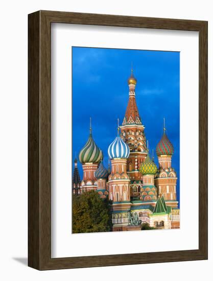 St. Basil's Cathedral lit up at night, UNESCO World Heritage Site, Moscow, Russia, Europe-Miles Ertman-Framed Photographic Print