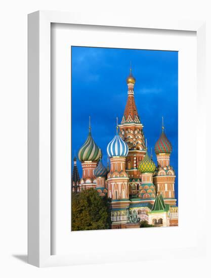 St. Basil's Cathedral lit up at night, UNESCO World Heritage Site, Moscow, Russia, Europe-Miles Ertman-Framed Photographic Print