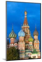 St. Basil's Cathedral lit up at night, UNESCO World Heritage Site, Moscow, Russia, Europe-Miles Ertman-Mounted Photographic Print