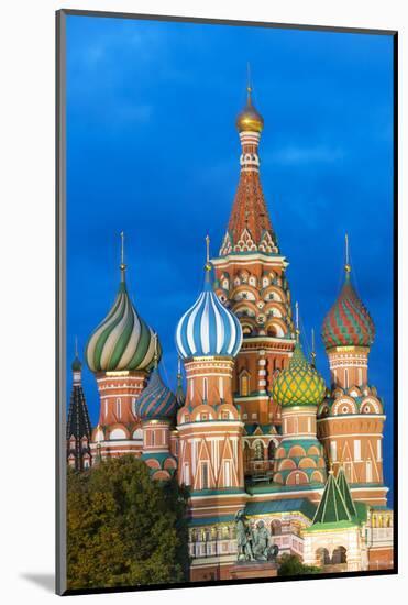 St. Basil's Cathedral lit up at night, UNESCO World Heritage Site, Moscow, Russia, Europe-Miles Ertman-Mounted Photographic Print