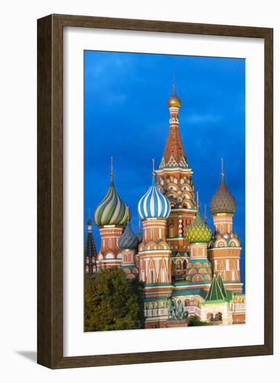 St. Basil's Cathedral lit up at night, UNESCO World Heritage Site, Moscow, Russia, Europe-Miles Ertman-Framed Photographic Print