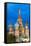 St. Basil's Cathedral lit up at night, UNESCO World Heritage Site, Moscow, Russia, Europe-Miles Ertman-Framed Stretched Canvas