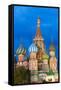 St. Basil's Cathedral lit up at night, UNESCO World Heritage Site, Moscow, Russia, Europe-Miles Ertman-Framed Stretched Canvas