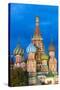 St. Basil's Cathedral lit up at night, UNESCO World Heritage Site, Moscow, Russia, Europe-Miles Ertman-Stretched Canvas